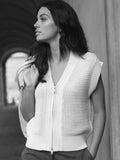Yaya sleeves mesh knit cardigan ~ Creme Biege