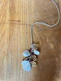 Handmade Pendant with 7 drop leaves - Citrine & Garnet
