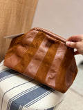 ESS Almeja Hermanita Leather Clutch ~ Rayas Miel