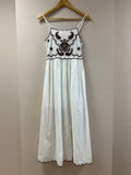 Embroidered White Sun Dress ~ Espresso