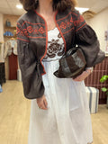 Embroidered White Sun Dress ~ Espresso