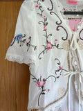 Boho Embroidered Tie front Blouse