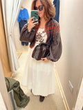 Embroidered White Sun Dress ~ Espresso
