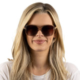 SCARLETT CHAMPAGNE - Sunglasses l Clear Pink Frame l Brown Graduated Lens l  White Maple Arms