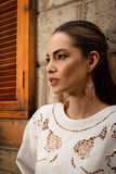 Beaded Handwoven Taos Fringe Earrings (Dark Brown)