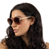 SCARLETT CHAMPAGNE - Sunglasses l Clear Pink Frame l Brown Graduated Lens l  White Maple Arms