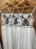 Embroidered White Sun Dress ~ Espresso