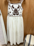 Embroidered White Sun Dress ~ Espresso