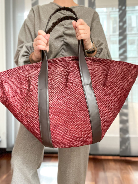 ESS Nariño hand woven Palm Tote ~ Vino & Cafe