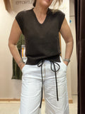 Sleeveless V-Neck Knit - Coffee
