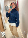 Aurora Stand up Collar Twill Jacket ~ Navy