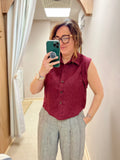 Everyday Style Story ~ Luna Sleeveless Shirt ~ Linen Bordeaux