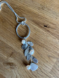 Handmade Oval Pendant with drop leaves - Freshwater Pearl