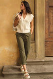 Yaya Cargo Wide leg trousers ~ Army Green