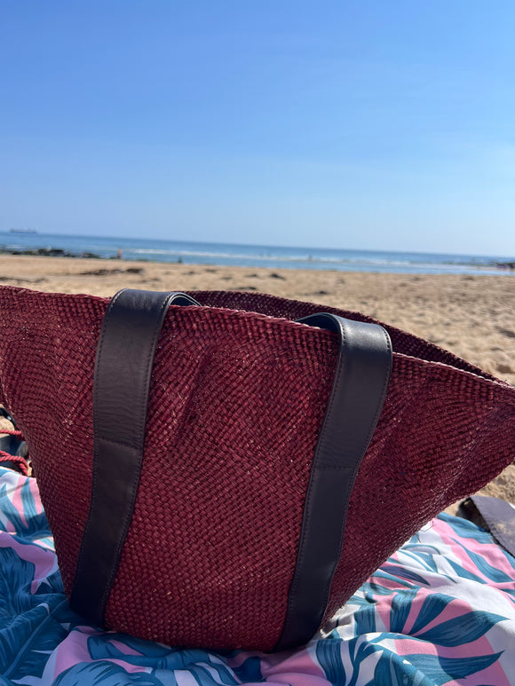 ESS Nariño hand woven Palm Tote ~ Vino & Cafe