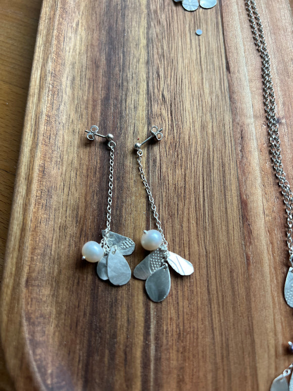 Handmade 3 Leaf Stud Drop Earrings ~ FWP
