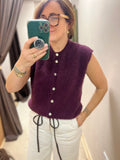 Sleeveless Autumn Knit - Plum