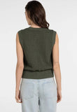 Yaya Sleeveless cardigan ~Gold buttons ~ Army Green