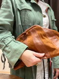 ESS Almeja Hermanita Leather Clutch ~ Rayas Miel