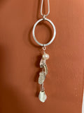 Handmade Oval Pendant with drop leaves - Freshwater Pearl