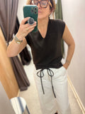 Sleeveless V-Neck Knit - Coffee