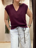 Sleeveless V-Neck Knit - Plum