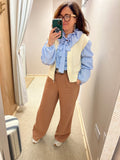 Yaya sleeves mesh knit cardigan ~ Creme Biege
