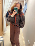 Rocio Embroidered Linen Jacket ~ Espresso & Terracotta