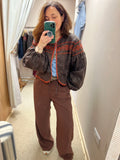 Rocio Embroidered Linen Jacket ~ Espresso & Terracotta