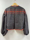 Rocio Embroidered Linen Jacket ~ Espresso & Terracotta