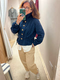 Aurora Stand up Collar Twill Jacket ~ Navy