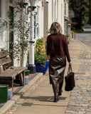 CHALK Myla Leather look Skirt ~ Chocolate