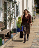 CHALK Myla Leather look Skirt ~ Chocolate