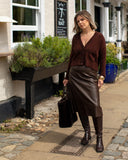 CHALK Myla Leather look Skirt ~ Chocolate