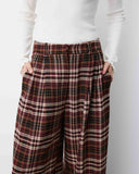 Grace & Mila Arenzo Checked Wide Leg Trousers ~ Cherry