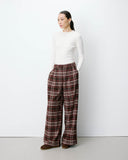 Grace & Mila Arenzo Checked Wide Leg Trousers ~ Cherry