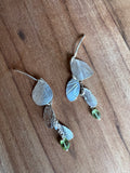 Handmade 3 Leaf Stud Earrings - Peridot