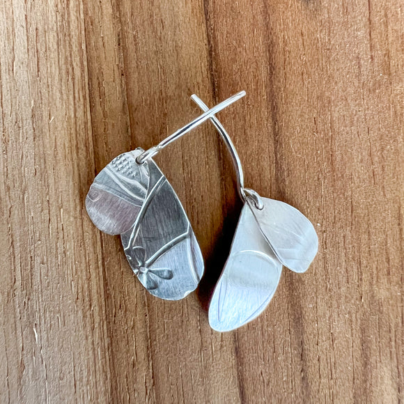 Handmade 2 Leaf Stud Earrings