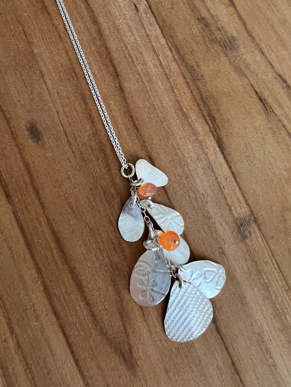 Handmade Pendant with 7 drop leaves - Carnelian