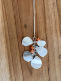 Handmade Pendant with 5 drop leaves - Turquoise & Carnelian