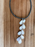 Hematite Necklace with 9 drop leaves Pendant