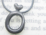 Handmade Tiny Heart on Oval Pendant - Oxidised