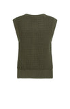 Yaya Sleeveless cardigan ~Gold buttons ~ Army Green