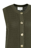 Yaya Sleeveless cardigan ~Gold buttons ~ Army Green