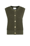 Yaya Sleeveless cardigan ~Gold buttons ~ Army Green