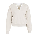 Yaya V-neck Sweatshirt with collar ~ Cashmere Grey