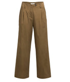 Yaya wide leg pleat details ~ Teak Brown