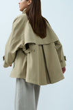 Yaya A-line Cape Trench coat ~ Grey Green