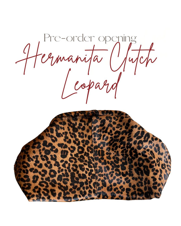 ESS Almeja Hermanita Leather Clutch ~ Leopard