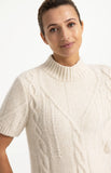 Yaya Cable Knit Short Sleeve ~ Cream